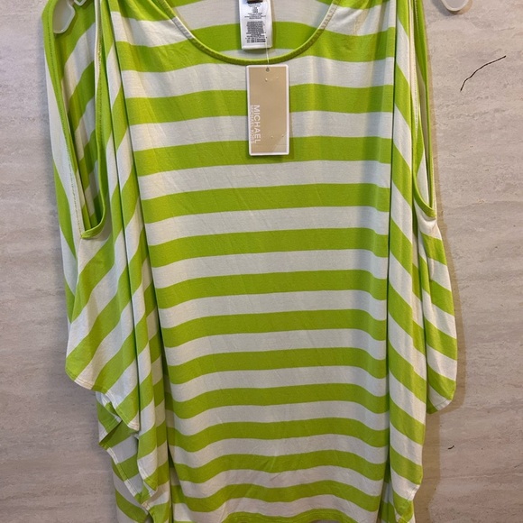 NWT Michael Kors lime green and white striped tunic top. - Picture 1 of 8